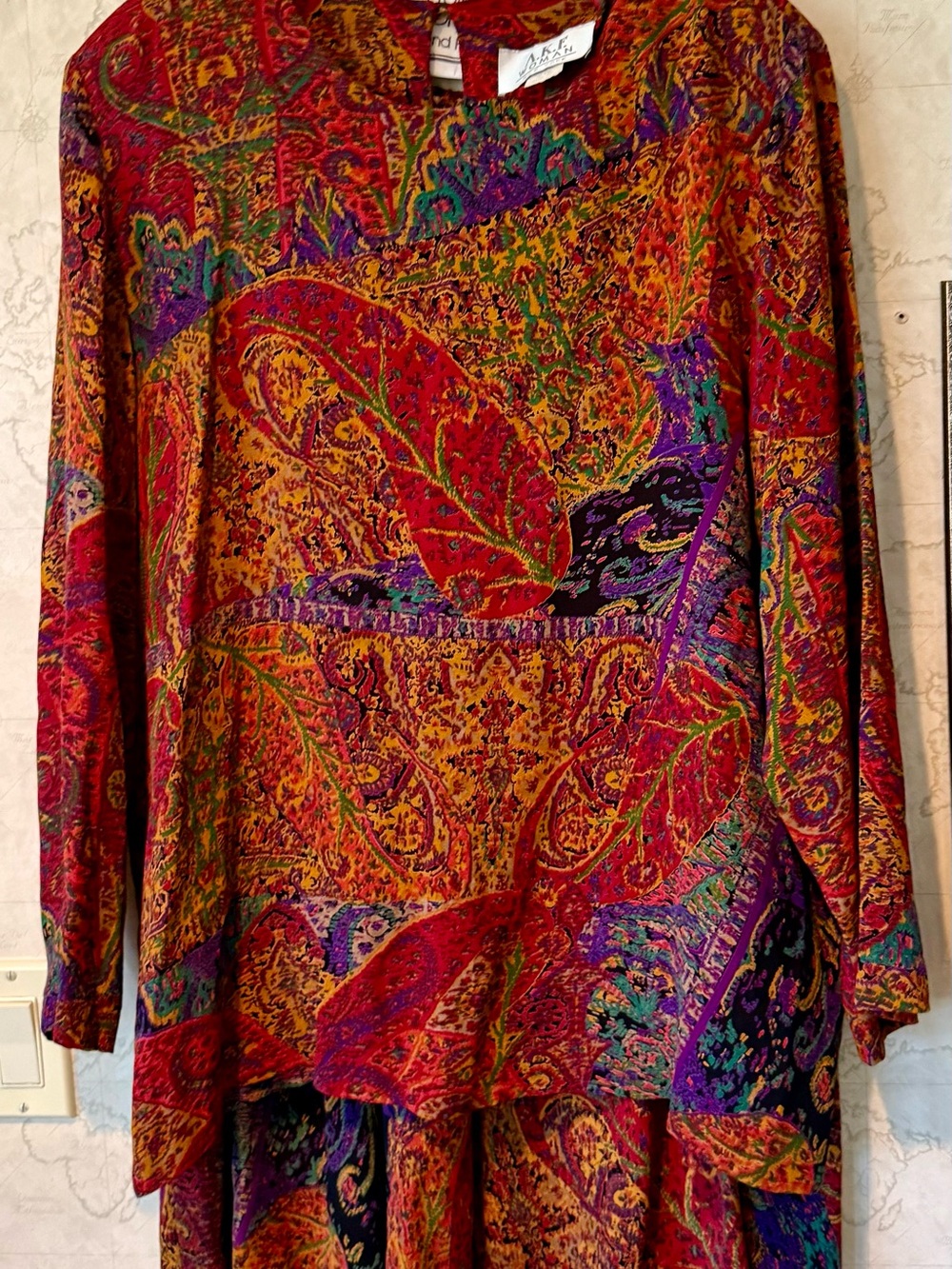 Vintage A.K.E. Woman Multicolor Paisley Blouse and Skirt Set